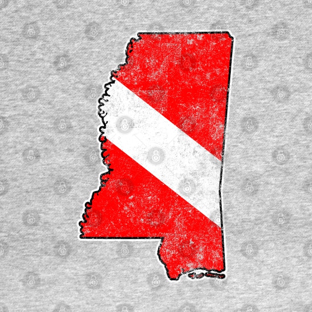 Mississippi Dive Flag Scuba Diving State Map Dive Flag Distressed by TeeCreations